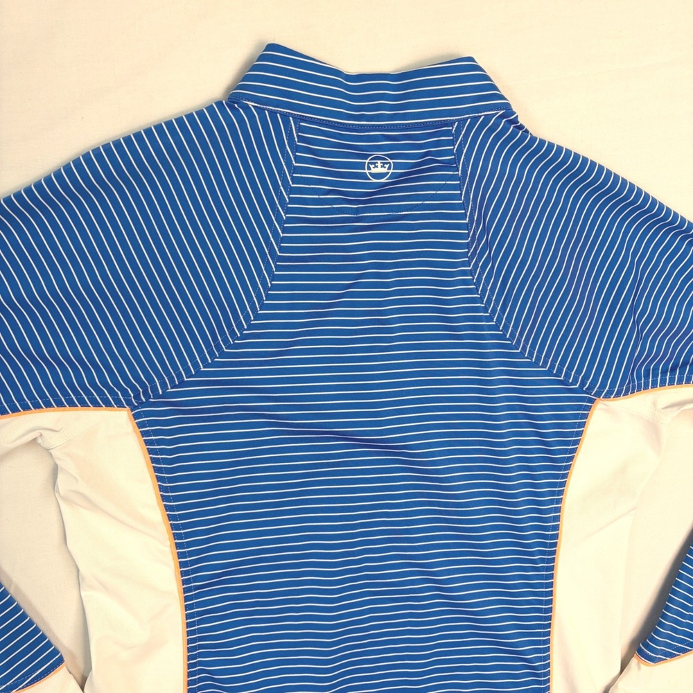 Peter Millar Womens M Blue Striped Quarter Zip Golf Pullover Polyester SPF - Picture 10 of 10